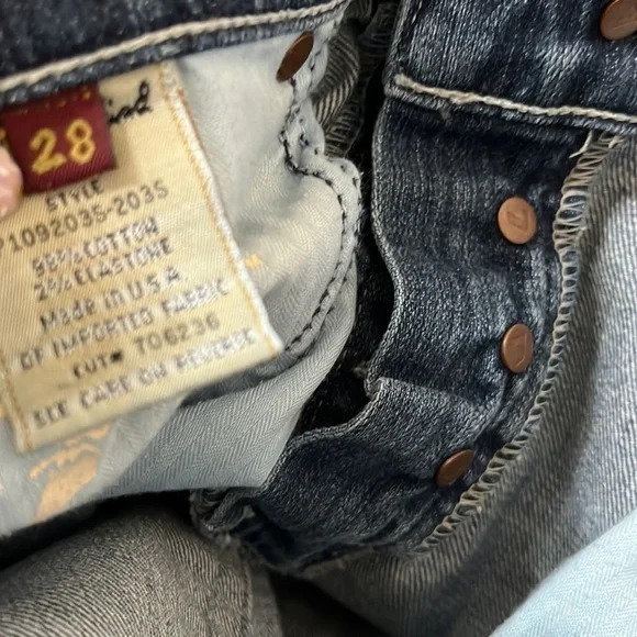 Seven 7 for all mankind distressed sz 28 peddle pusher capri jeans - Picture 6 of 6